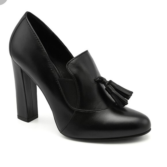 NEW Nine West Dewdrop Platform Leather Tassel Loafers Accent Pumps - Size 9 - Picture 2 of 4